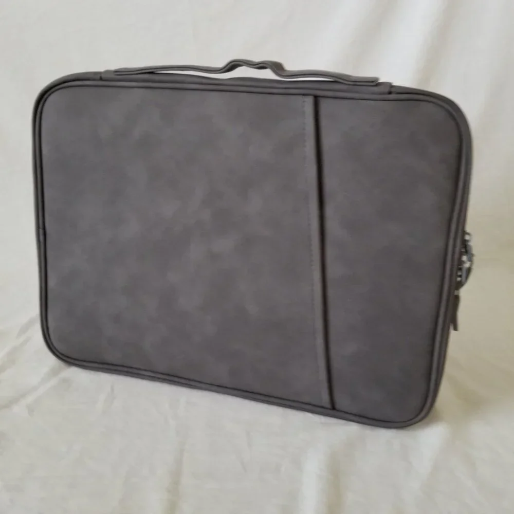 NEW! Faux Leather Laptop Computer Carrying Case w/Plush Pocket & Velcro Strap